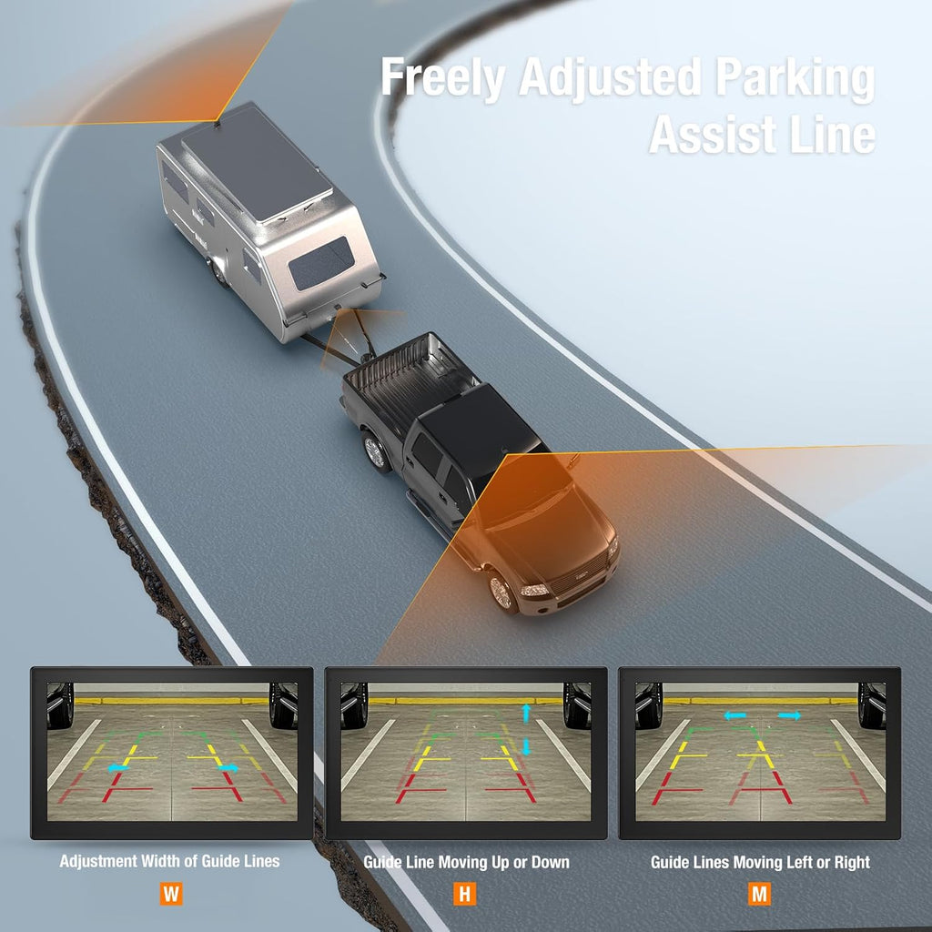 4 Magnetic Solar Wireless Backup Camera System, 9' IPS Touchscreen HD 1080P DVR Monitor Wireless Rearview Camera for Hitch Towing RV Camper Trailer 15000mAh Rechargeable Battery