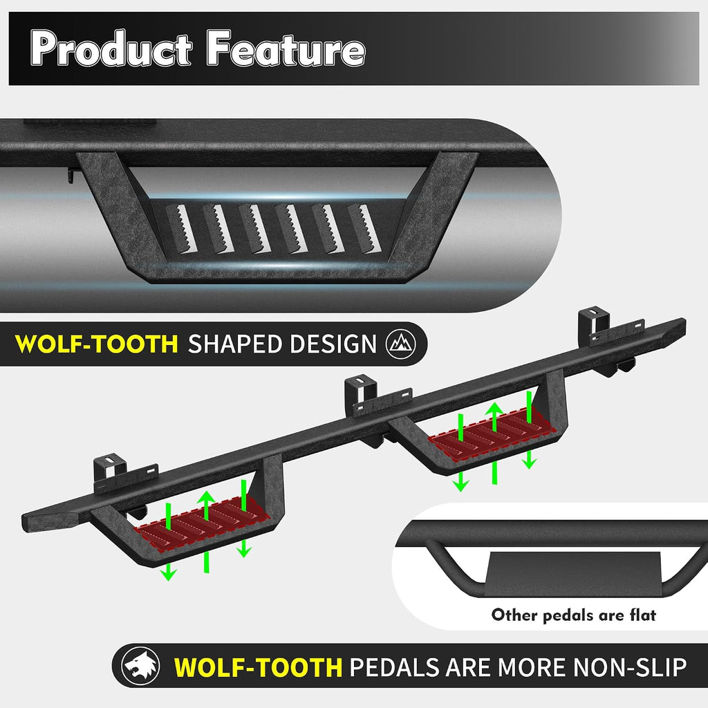 Running Boards Compatible with 2018-2026 Jeep Wrangler JL 4 Doors, 5.2' Side Step Rails, Heavy-Duty Black Carbon Steel Nerf Bars for Wrangler JL(18-26 JL 4 Doors)