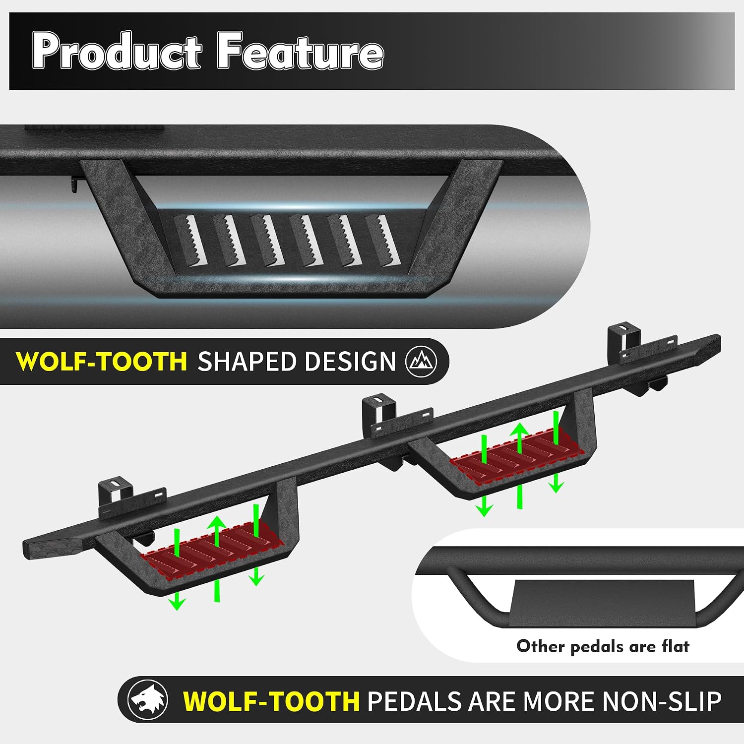 Running Boards Compatible with 2018-2026 Jeep Wrangler JL 4 Doors, 5.2' Side Step Rails, Heavy-Duty Black Carbon Steel Nerf Bars for Wrangler JL(18-26 JL 4 Doors)