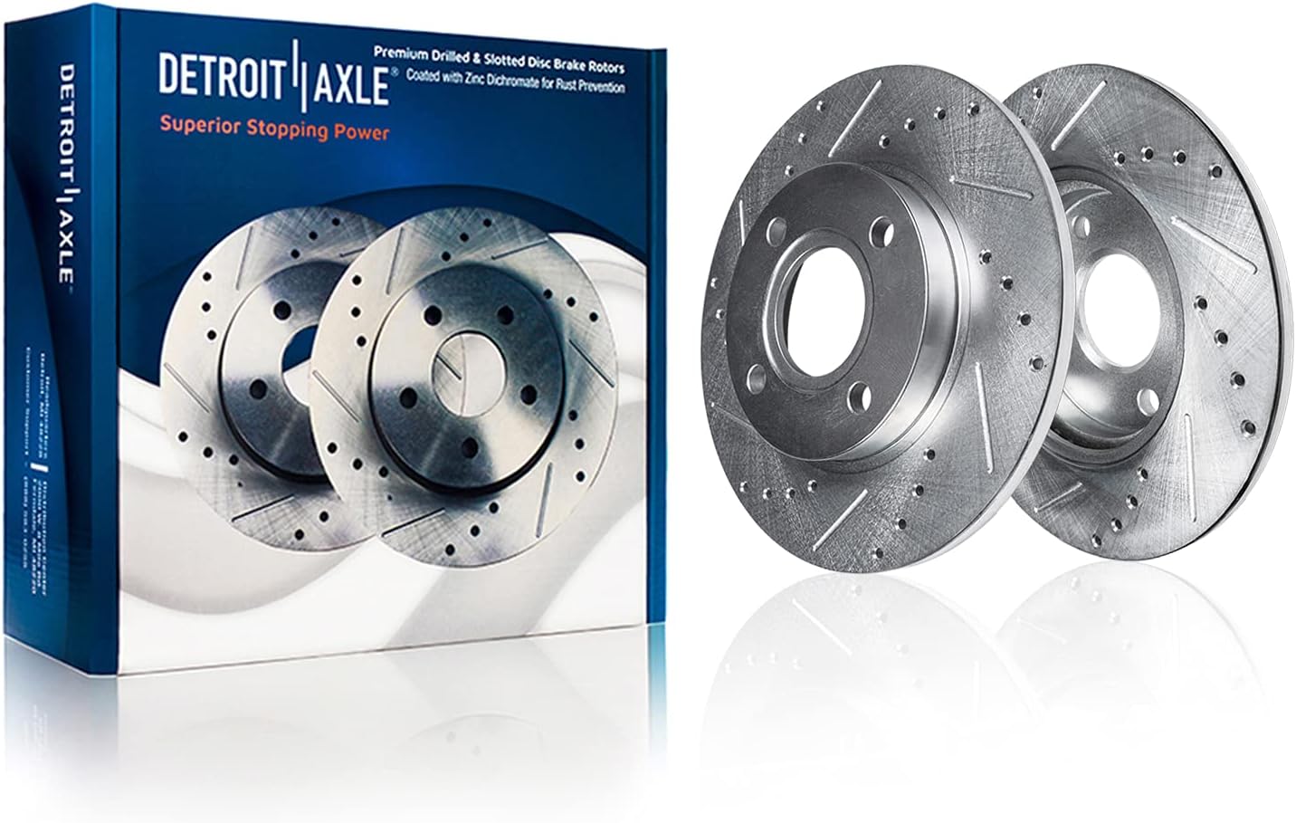 Detroit Axle - Brake Rotors for 2007-2015 Mini Cooper, 11.57' inch Front and 10.20' inch Rear Drilled and Slotted Disc Brake Rotors 2008 2009 2010 2011 2012 2013 2014 Replacement
