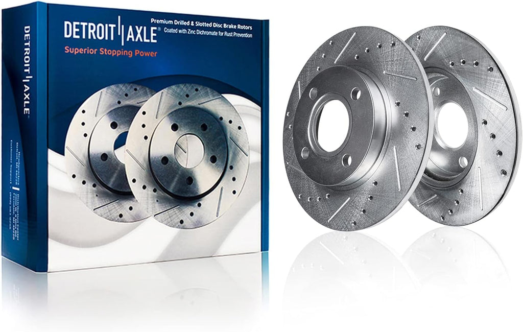 Detroit Axle - Brake Rotors for 2018-2022 Ford Ecosport, Drilled and Slotted Disc Brake Rotors 2019 2020 2021 Replacement: 11.81' inch Front and 10.67' inch Rear