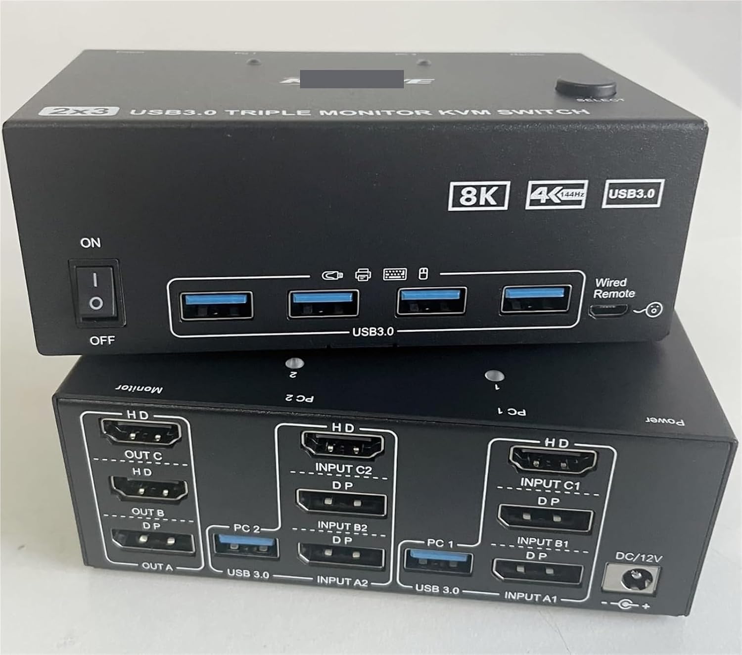 2HDMI + Displayport KVM Switch 3 Monitors 2 Computers 8K@60Hz 4K@144Hz,Triple Monitor KVM Switch for 2 Computers Share 3 Monitor(with AU Plug)