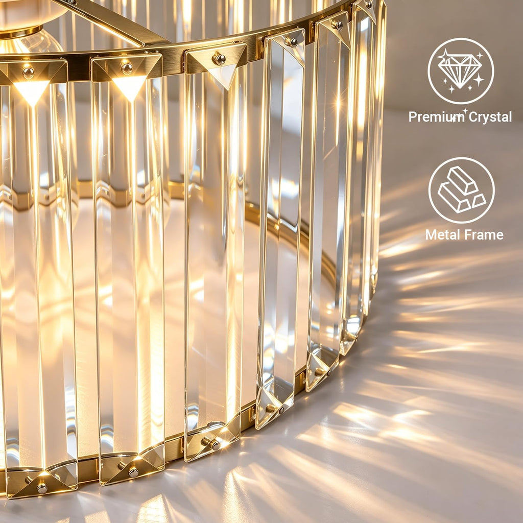 Lxybcce 27'' Gold Chandeliers for Dining Room, 5 Light Modern Chandelier Light Fixture with Crystal Shade, Chandelier Ceiling Light Fixture, Kitchen Pendant Lights Over Table for Living Room Entryway