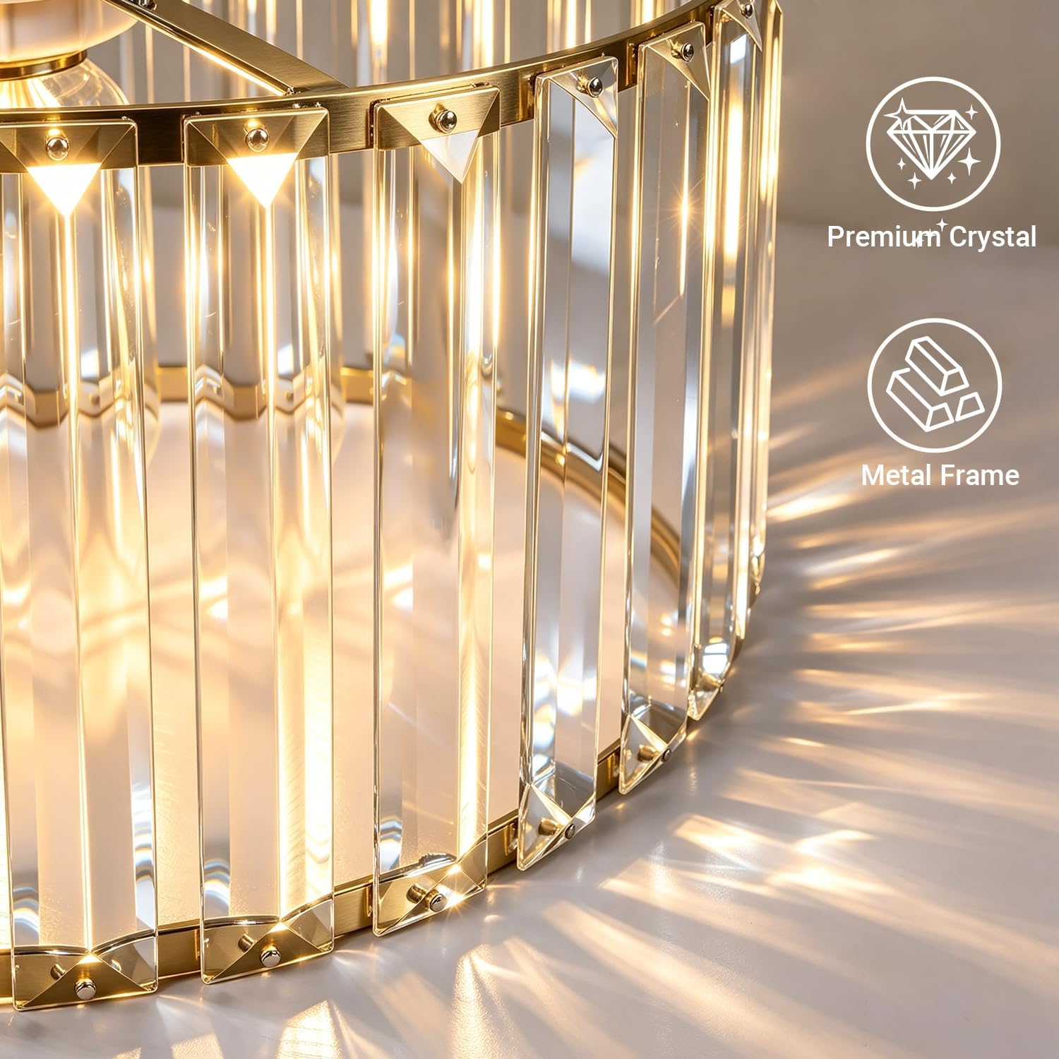 Lxybcce 27'' Gold Chandeliers for Dining Room, 5 Light Modern Chandelier Light Fixture with Crystal Shade, Chandelier Ceiling Light Fixture, Kitchen Pendant Lights Over Table for Living Room Entryway