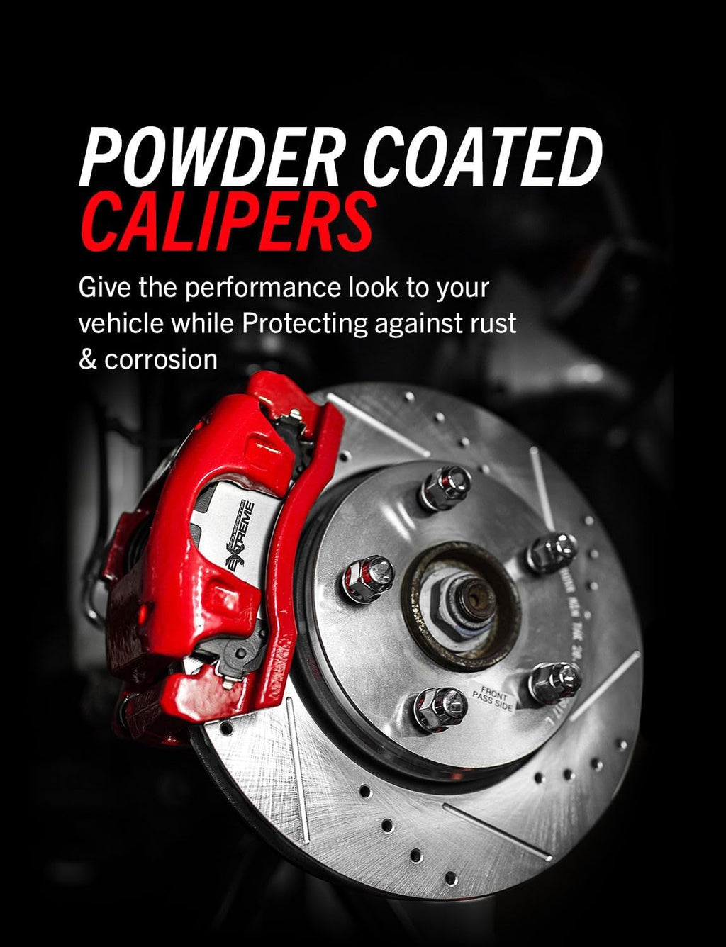 PowerStop Front Brake & Caliper Kit for Honda Civic 2006-11 - Drilled & Slotted Disc Rotors + Carbon-Fiber Ceramic Brake Pads + Red-Powder Coated Calipers, KC2384-26