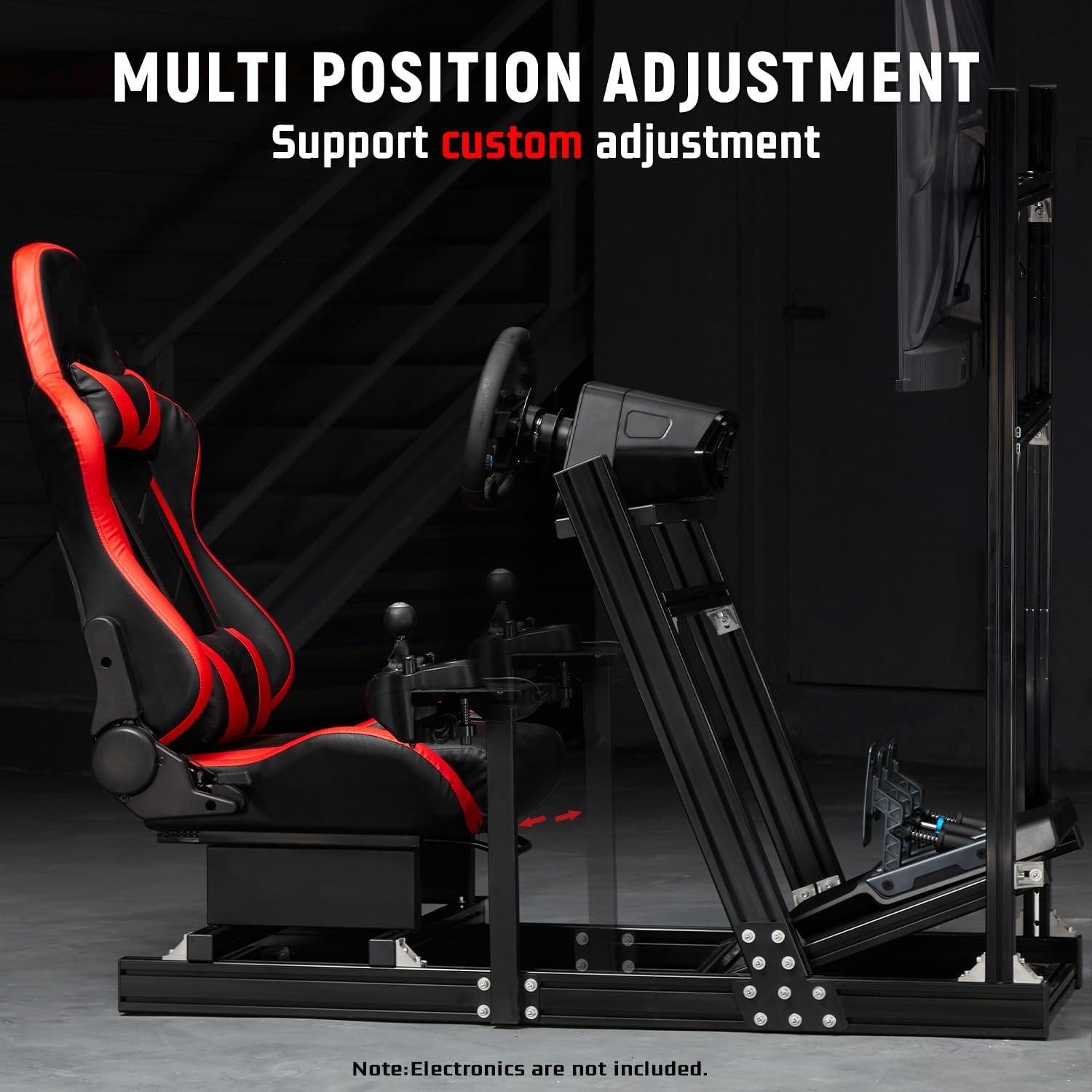 Dardoo F1 Racing Simulator Cockpit with Seat Display Frames Solid profile 40 x 80 mm Wheel Stand Fit for Logitech G920 G923, for Thrustmaster T300RS Without Wheel, Pedal, Handbrake and Monitor