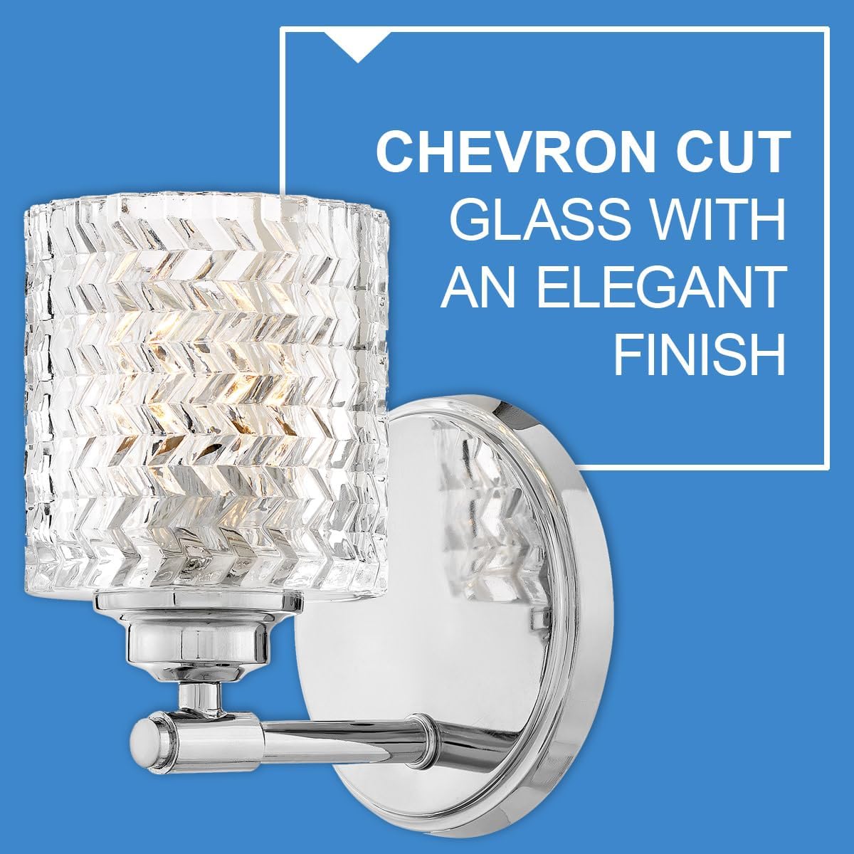 Hinkley Elle Collection Two Light Bathroom Vanity Fixture with Clear Chevron Glass, Chrome