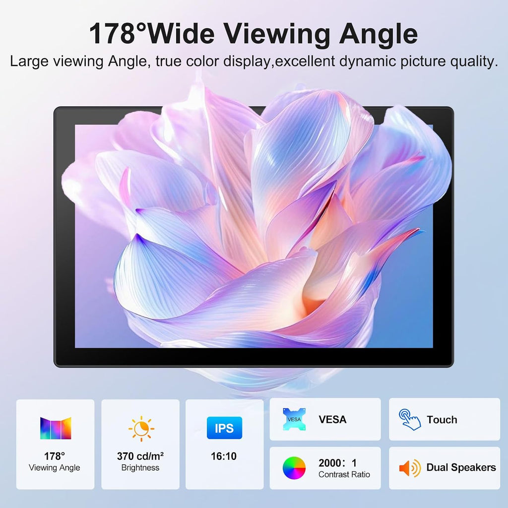MAGEX 10.1 Inch Touch Screen Monitor with Case - pi screen IPS FHD 1920x1200, 10-Point, pi display with HDMI Dual-Speaker, pi touchscreen for Pi 5/4/3/2/Zero/Win11/10/8/7/VESA, Fan, Stand, Driver-Free