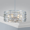 Saint Mossi Modern K9 Crystal Chandeliers, Drum Pedant Light Fixture for Living Space, D18 x H24, Adjustable Chains 59', Chrome Finish Metal Frame