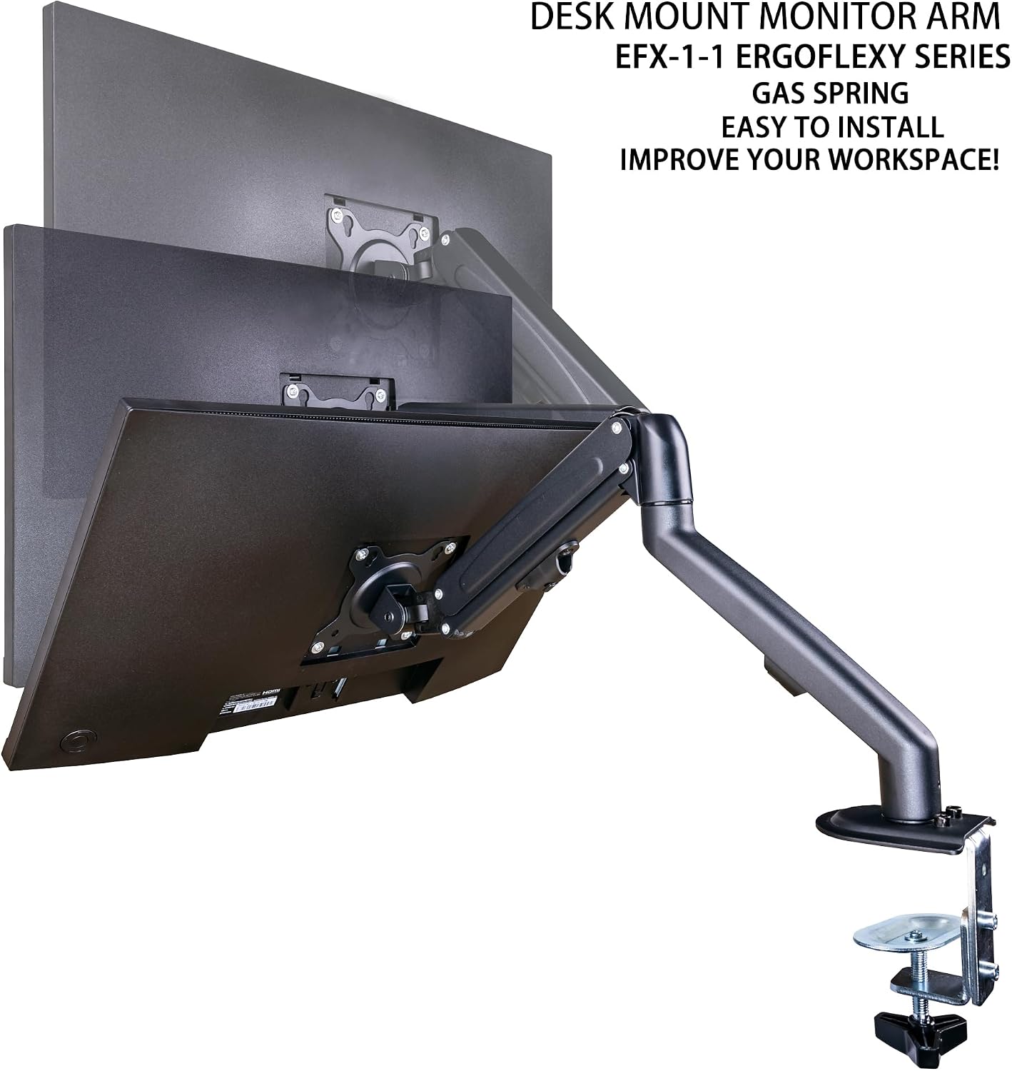 acer 24' Vero V247Y Gbmix FHD IPS Monitor with 4 ms Response Time, Anti-Glare, Adaptive Sync, Integrated Speakers, VESA Mount (100x100mm) & DKZ Hub, Black (UM.QV7AA.G03) & Ergoflexy Single Mount Arm