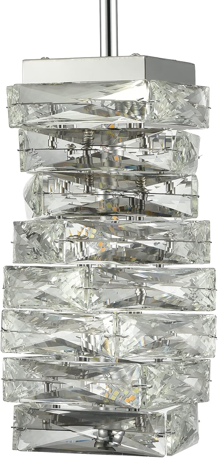 Modern Crystal Pendant Light Bathroom LED Chrome Mini Pendant Lights Kitchen Island, 8W, 4000K, NOT Dimmable