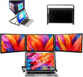 15.6' Portable Triple Monitor for Laptop, Ultra-Slim FHD 1080P Screen Extender, 360° Rotating Foldable Travel Monitor, Plug & Play for Mac/Windows