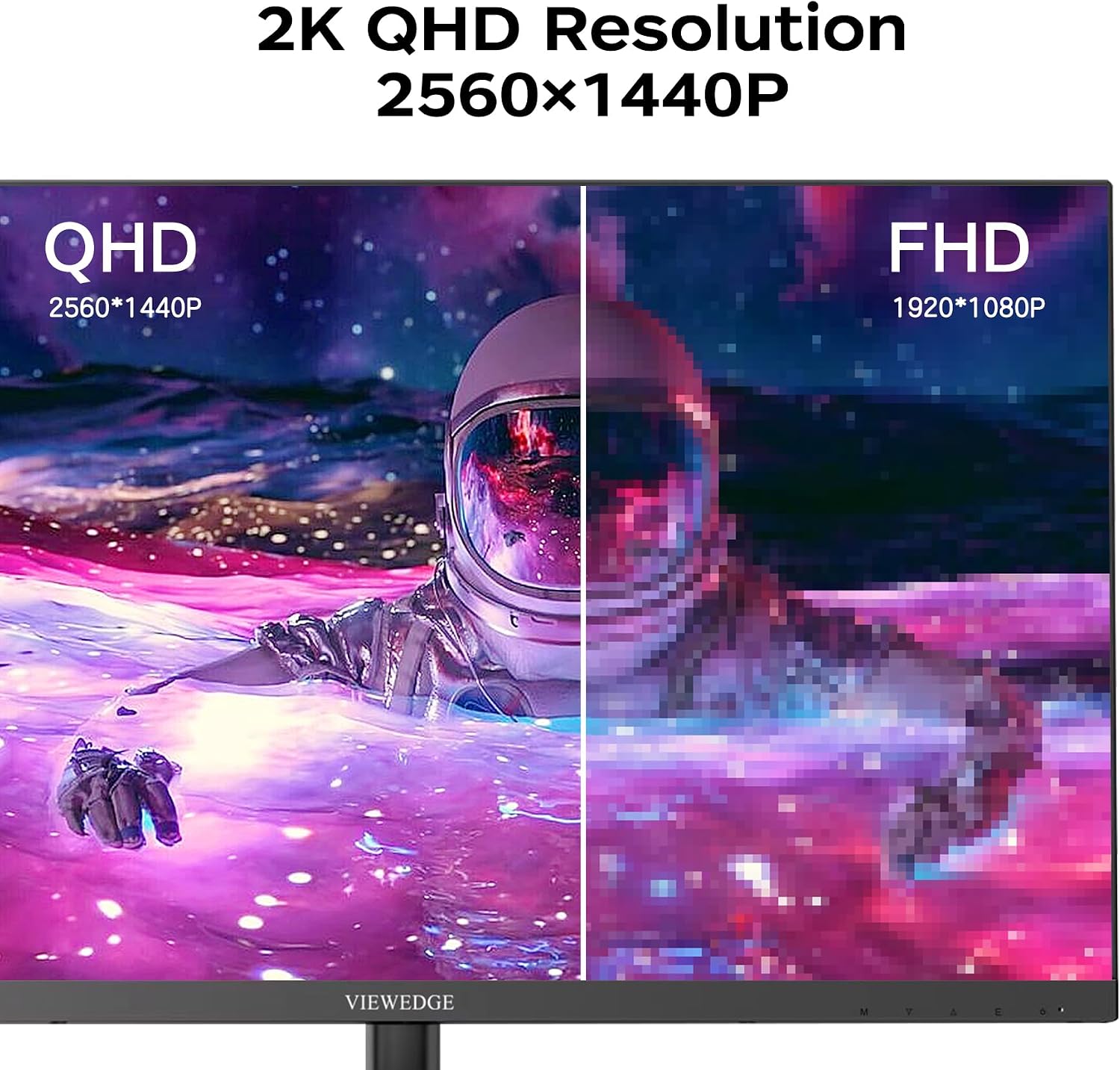 Viewedge 27 inch Monitor with 2K 2560 x 1440 IPS Panel 75hz | Computer Monitor 27 inch QHD with HDMI, DP and Wall Mountable | Eye Protection PC 1440p Monitor for Working and Gaming