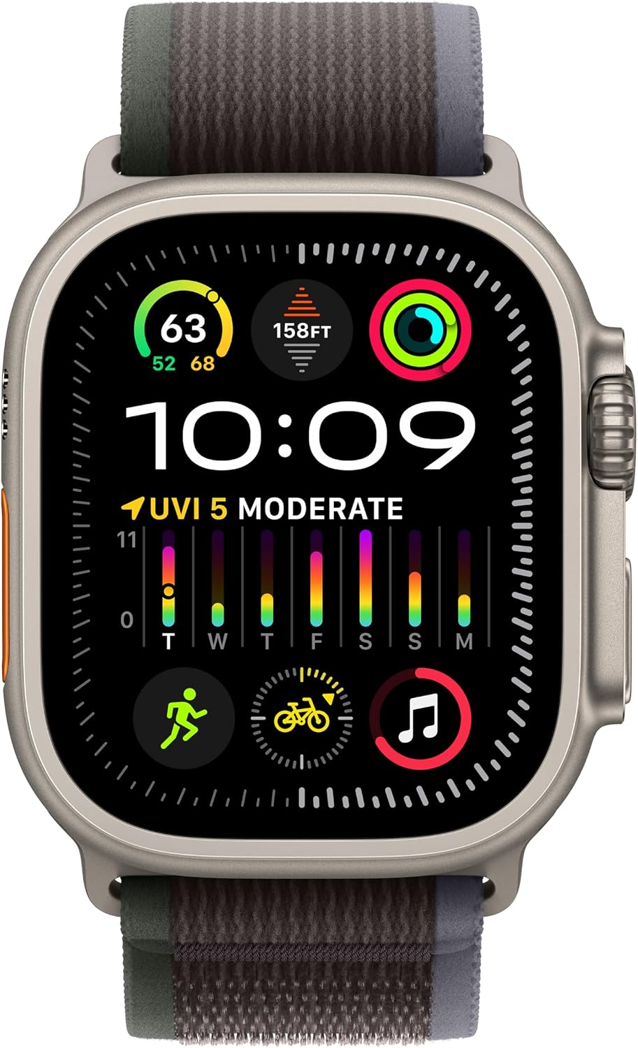 Apple Watch Ultra 2 [GPS + Cellular, 49mm] Titanium Case with Blue/Black Trail Loop, S/M (Renewed)