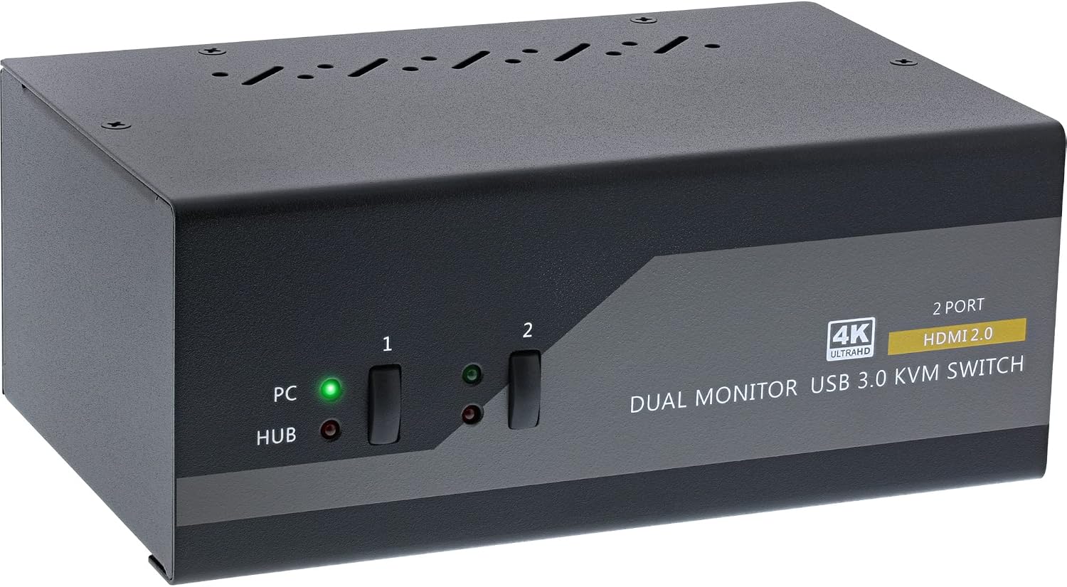 InLine KVM Desktop Switch, 2-Gang Dual Monitor, HDMI, 4K, USB 3.0, Audio