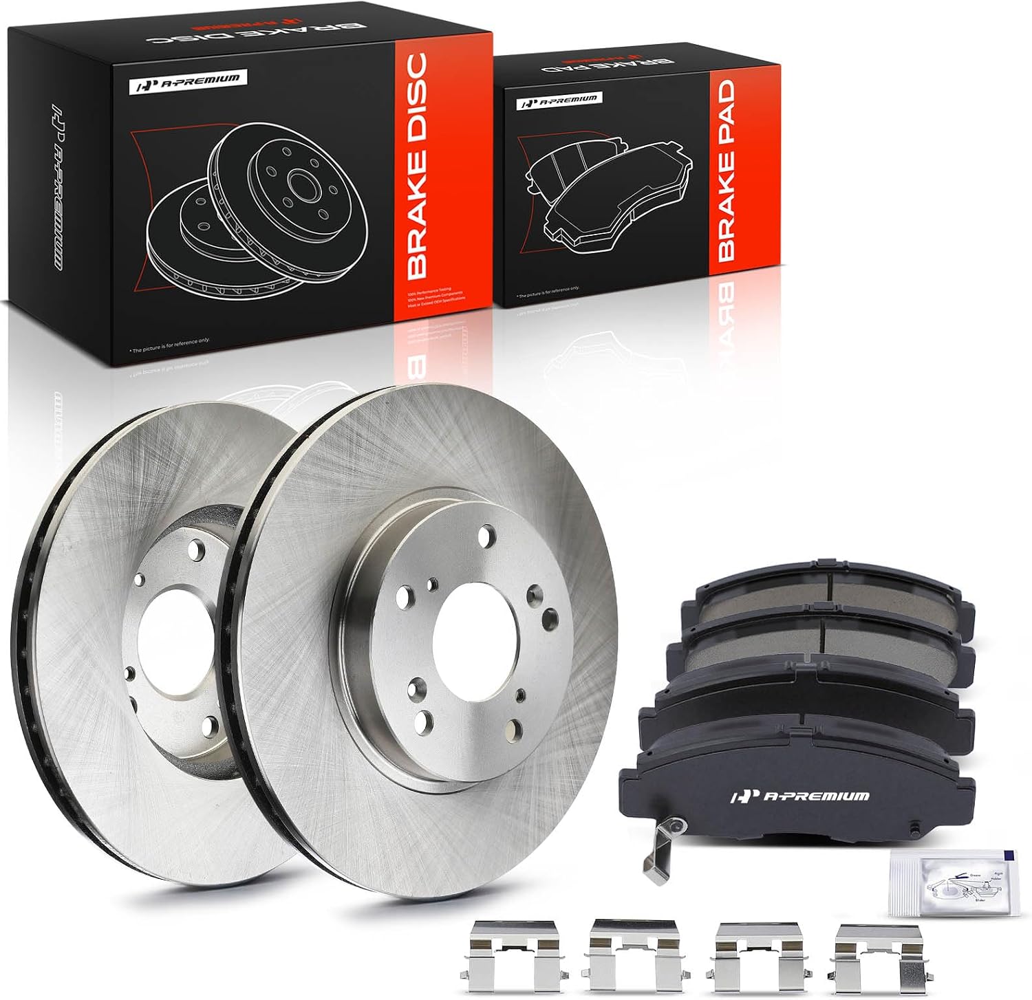 A-Premium 11.10 inch (282mm) Front Vented Disc Brake Rotors + Ceramic Pads Kit Compatible with Select Acura and Honda Models - Accord 2003-2007, Civic 2006-2010, CSX 2006-2011, 6-PC Set