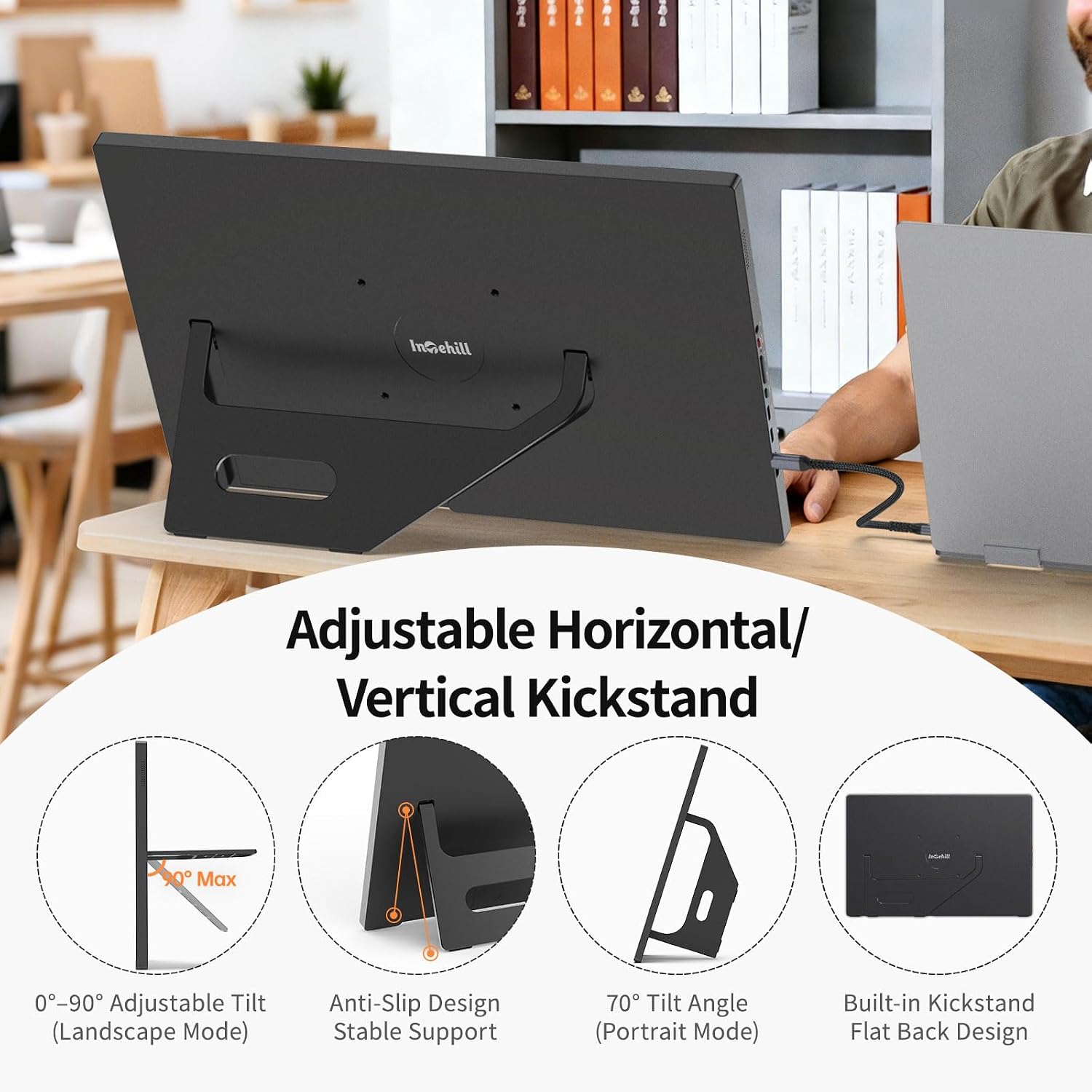 Intehill 16' 120Hz Touchscreen Portable Monitor, Portable Gaming Monitor w/Stand & Speakers, 16:10 Display with Full Laminated Tempered Glass, Touch Screen Travel Monitor for Laptop, T16PB (Black)