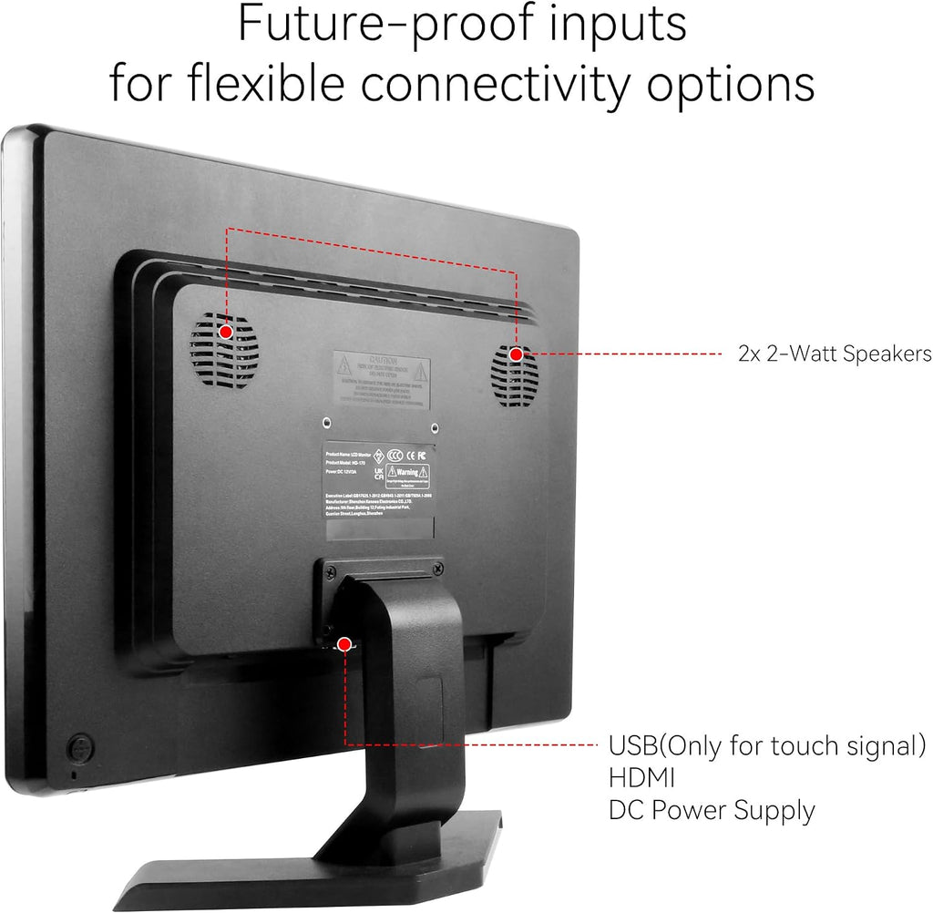 17' 10-Point Touch 4:3 Full HD 1280x1024 Square Touch Screen Monitor with HDMI USB Ports, VESA, Touchscreen for PC POS Machine Win 10 11, Built-in Speakers