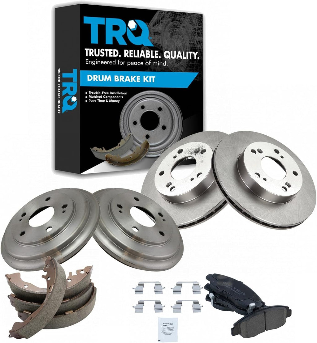 TRQ Front & Rear Brake Pad & Rotor,Shoe & Drum Kit Ceramic Compatible with 2006-2011 Honda Civic
