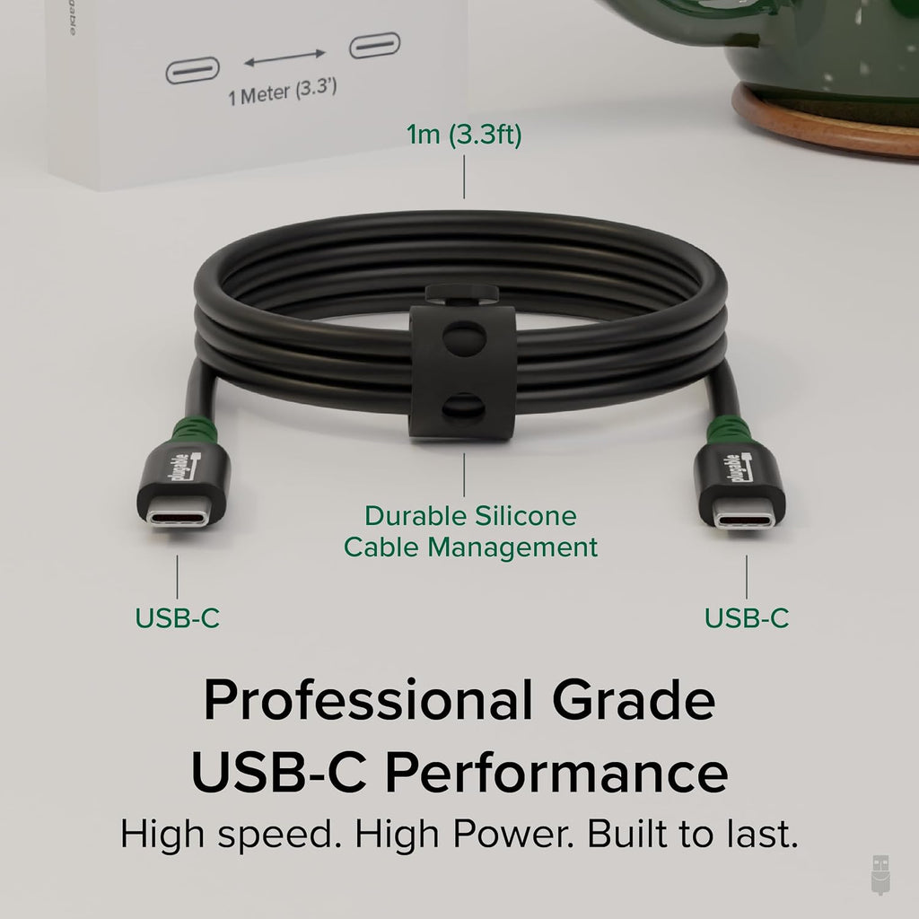 Plugable Docking Station Bundle – 13-in-1 USB-C Triple Display Dock + High-Performance USB-C Cable, 100W Host Charging, 3 HDMI, 4 USB, Ethernet, SD - for Mac, Windows, Chrome