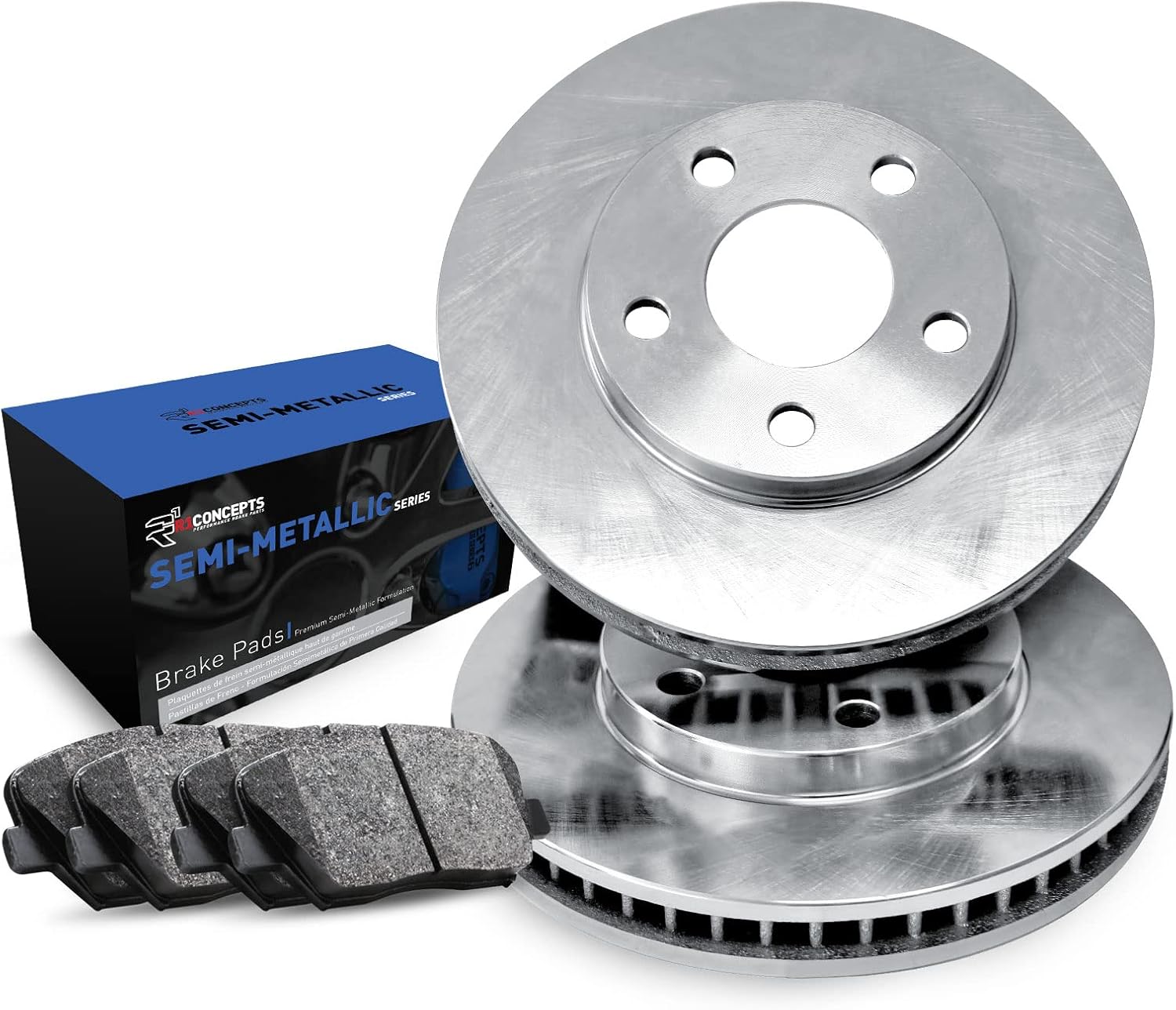 R1 Concepts Front Brakes and Rotors| Automotive Replacement Brake Kits| Front Semi-Metallic Brake Pads and Rotors Kit| Fits 2007 Acura CSX, 2002-2006 Acura RSX, 2006-2011 Honda Civic