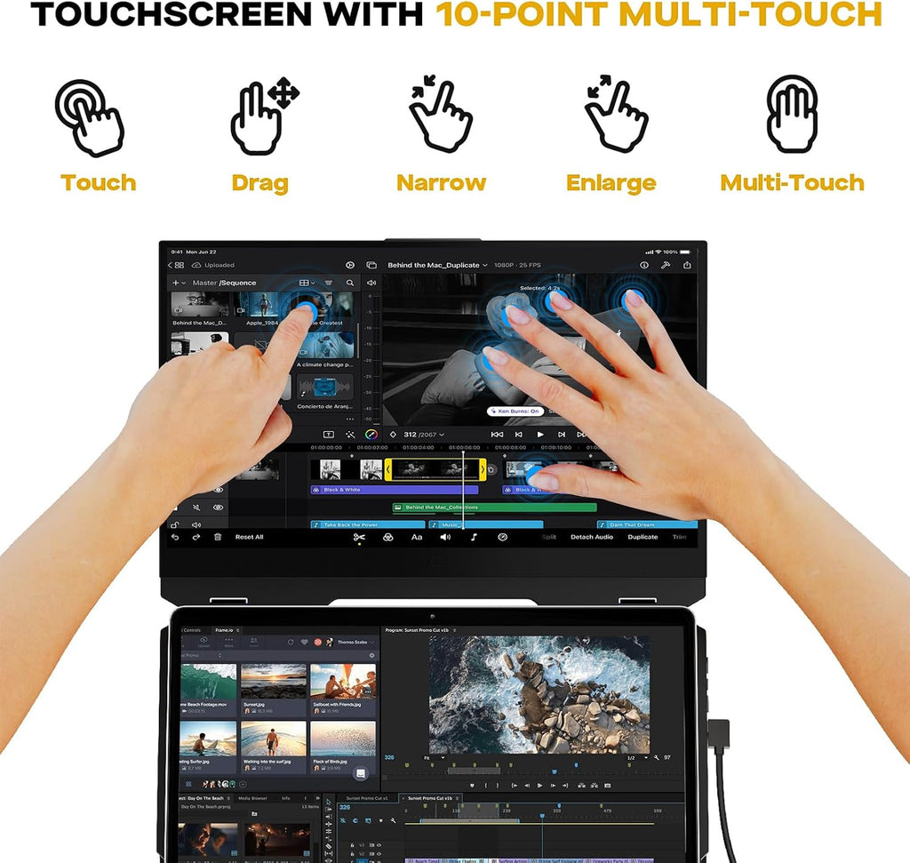 New Mobile Pixels Duex Float Portable Monitor, 15.6' Full HD IPS Dual Monitor for Laptops, USB C/HDMI Plug and Play Portable Screen,Windows/Mac/Android/Switch Compatible
