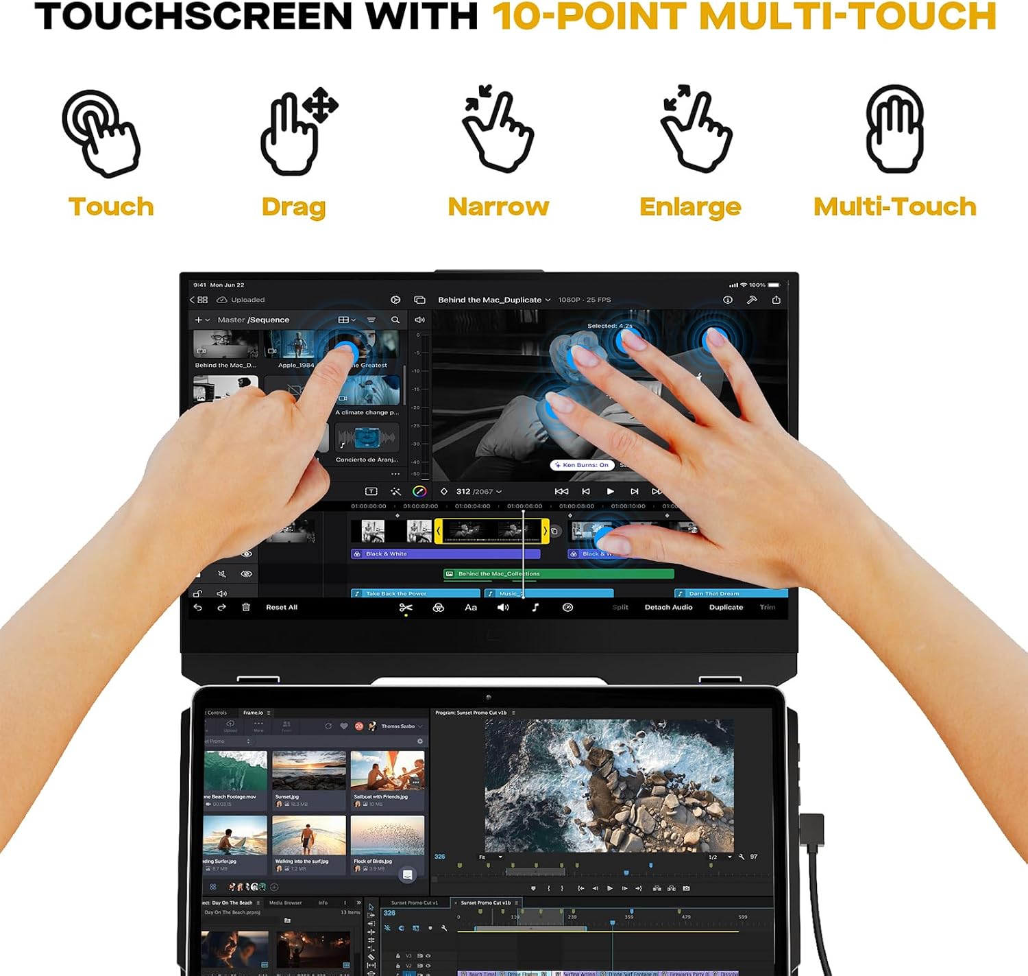 New Mobile Pixels Duex Float Portable Monitor, 15.6' Full HD IPS Dual Monitor for Laptops, USB C/HDMI Plug and Play Portable Screen,Windows/Mac/Android/Switch Compatible