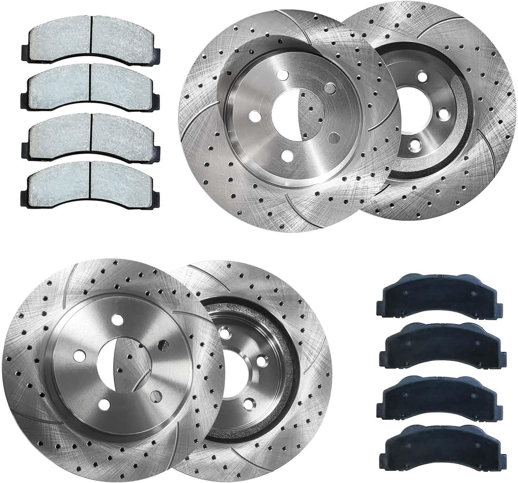 Front and Rear Brake Rotors & Ceramic Brake Pads replacement for Honda Civic SI 2006-2011, Acura CSX 2007-2010