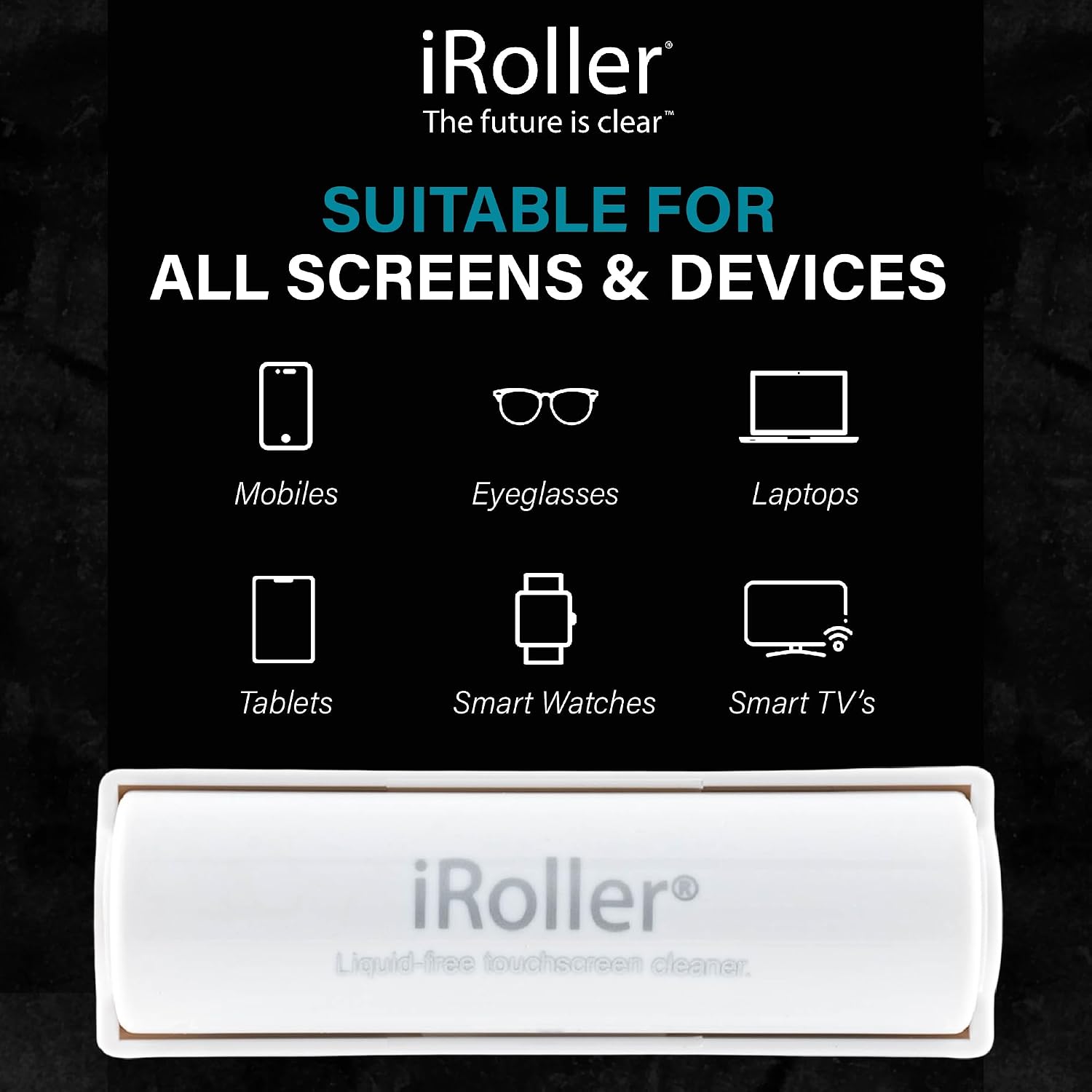 Screen Cleaner by iRoller - Pack of 12 - No Need for Spray or Wipes, Liquid Free - Reusable & Washable -Portable iPad Screen Cleaner for Touchscreen- Ideal for Smartphone, MacBook, Monitor - 3.5'