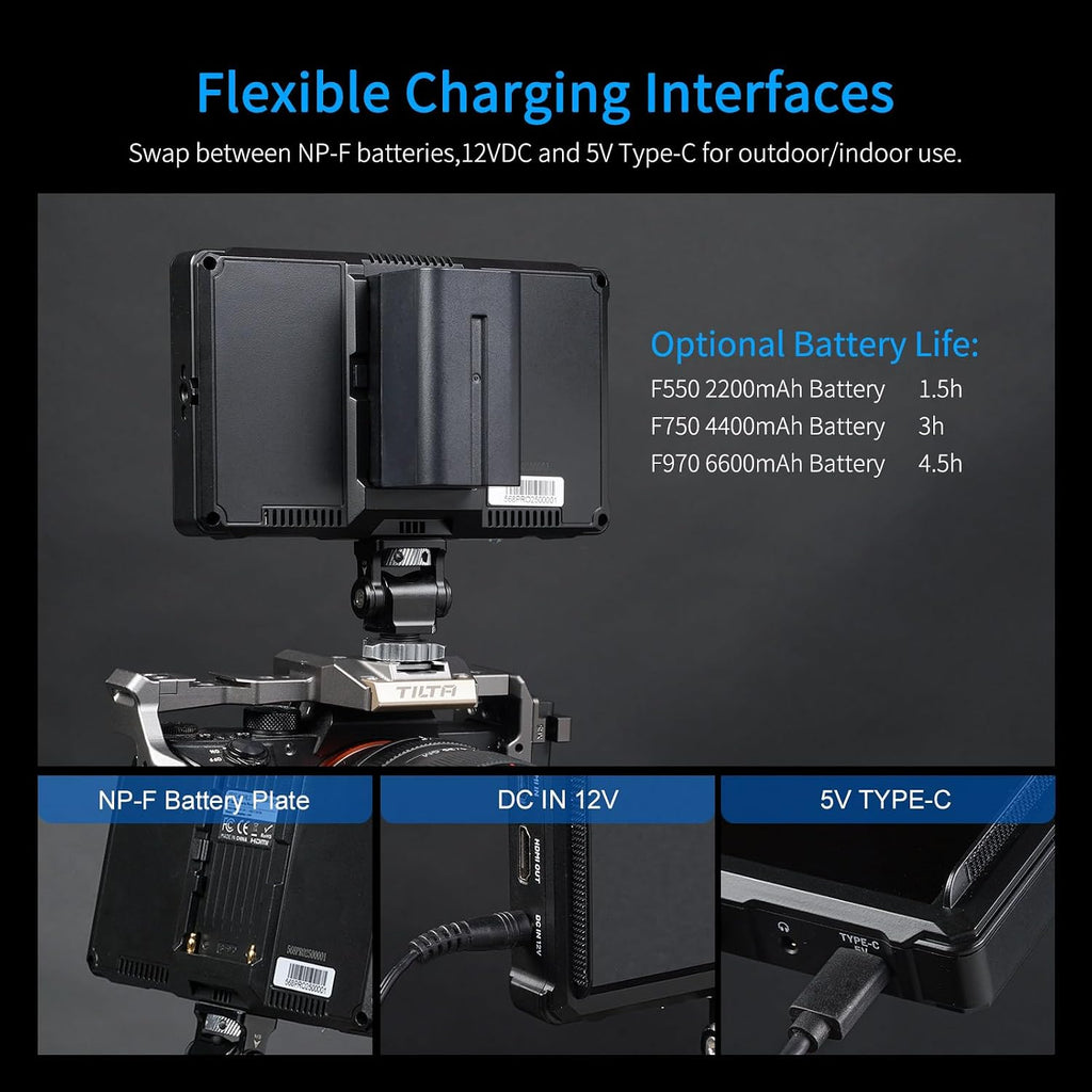 FEELWORLD FW568 PRO 6 Inch 1200nit High Bright Camera DSLR Field Monitor with F750 4400mAh Battery and Bag, Custom 3D LUT Camera Monitor 4K 60Hz HDMI in Out Waveform Monitoring Lightweight