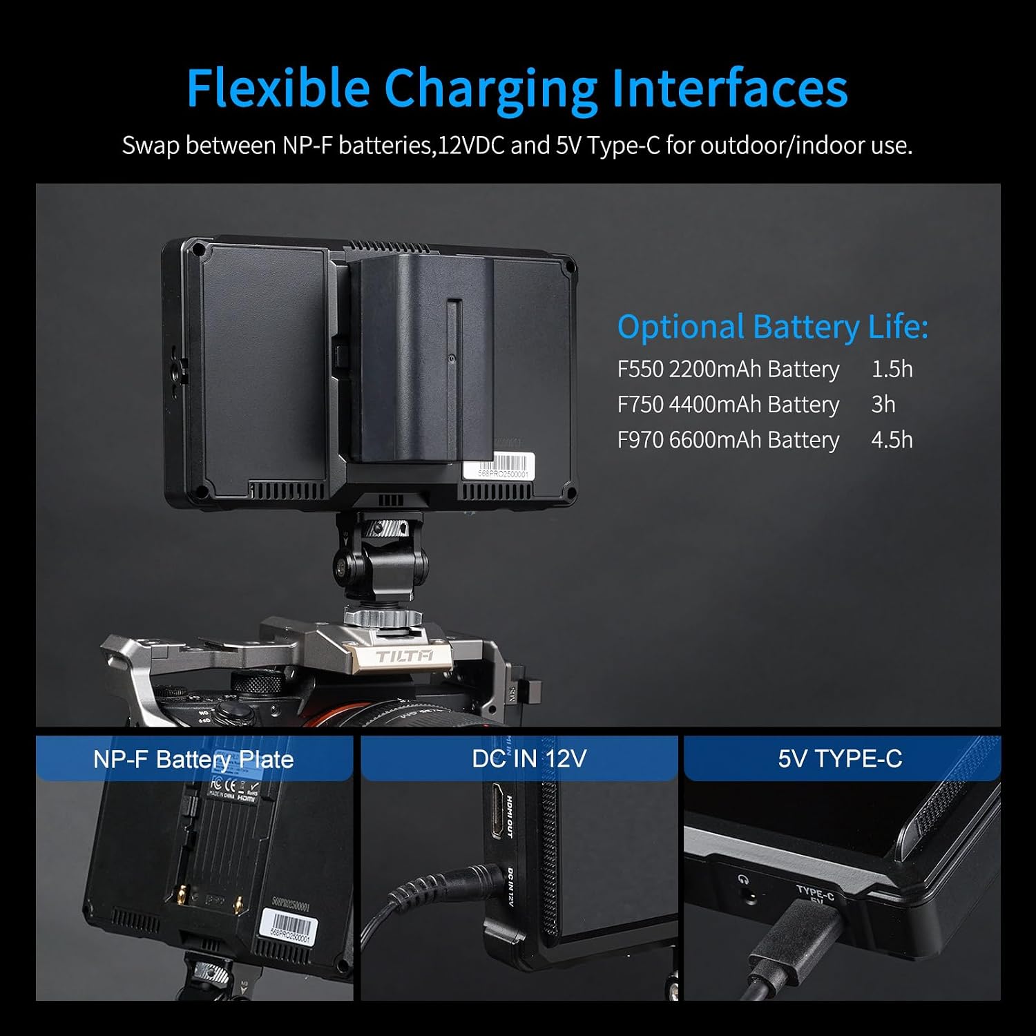 FEELWORLD FW568 PRO 6 Inch 1200nit High Bright Camera DSLR Field Monitor with F750 4400mAh Battery and Bag, Custom 3D LUT Camera Monitor 4K 60Hz HDMI in Out Waveform Monitoring Lightweight