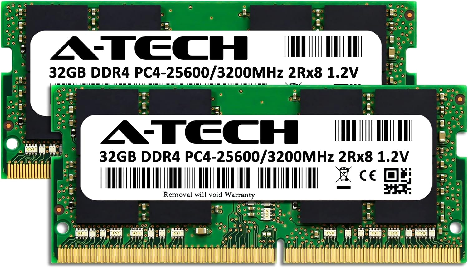 A-Tech 64GB (2x32GB) DDR4 3200 MHz SODIMM PC4-25600 (PC4-3200AA) CL22 2Rx8 Non-ECC Laptop RAM Memory Modules
