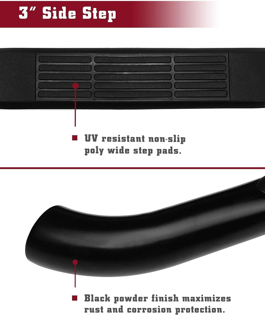TAC Side Steps Running Boards Fit 2002-2007 Jeep Liberty 3 inches Black Side Bars Step Rails Nerf Bars Off Road Automotive Exterior Accessories (2 Pcs Running Boards)
