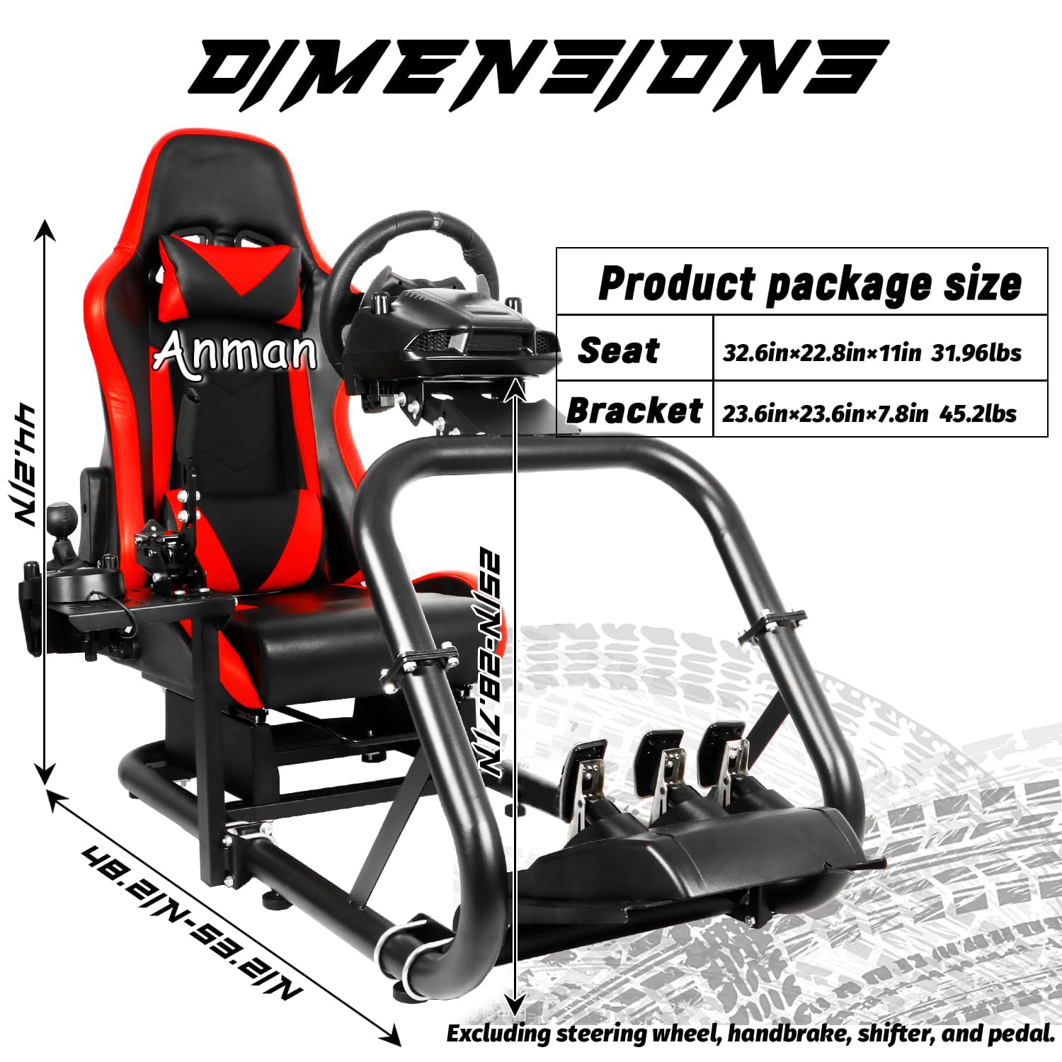 Anman G25 Full Motion Racing Simulator Cockpit Race Seat Equipped with Display Stand Fit for Logitech G25 G27 G29 G920 G923, for Thrustmaster T300RS, for Fanatec Not Included Wheel Shifter and Pedals