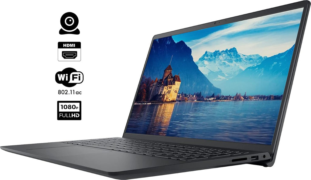 Dell Inspiron Laptop, 15.6' HD Display, AMD Ryzen 5 3450U Processor, 16GB RAM, 1TB SSD, Webcam, HDMI, SD Card Reader, Wi-Fi, Windows 11 Home, Carbon Black