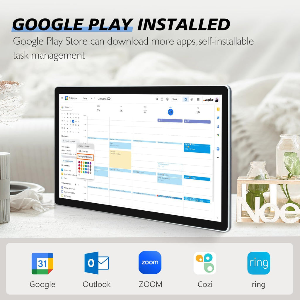 Large Touchscreen Monitor Digital Electronic Calendar, Downloadable APP,10-Point Touch,16:9 Display, Android 13 with 8GB RAM & 128GB ROM,Perfect for Office, Business, and Home (21.5 inch)