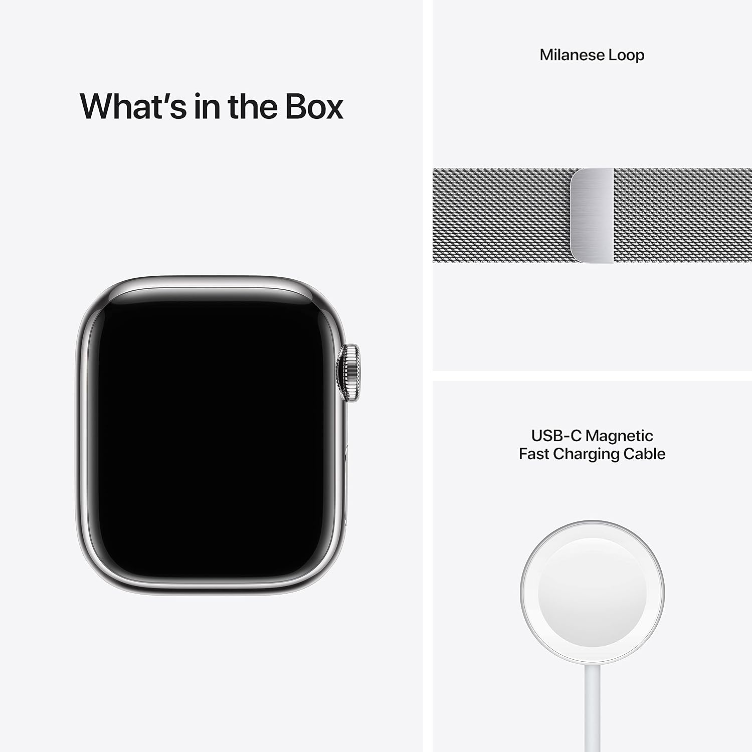 Apple Watch Series 7 (GPS + Cellular, 41mm) Silver Stainless Steel Case with Silver Milanese Loop (Renewed)