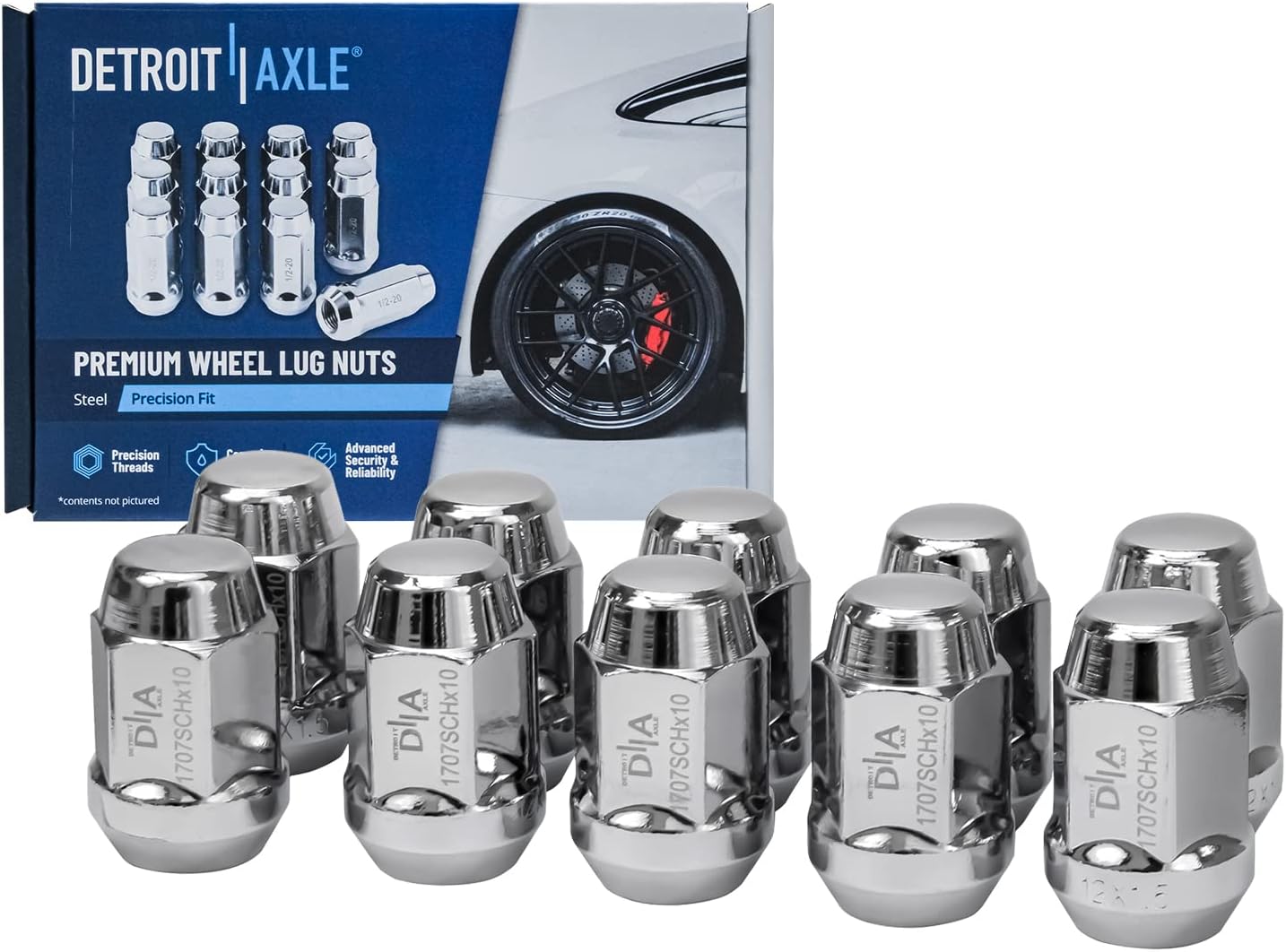 Detroit Axle - Front Disc Brake Rotors Wheel Hubs + 10pc Wheel Lug Nuts Replacement for Blazer S10 Jimmy Sonoma Bravada Hombre - 14pc Set