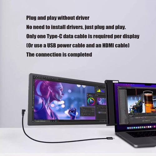 10/12.2/13.3 Inch Triple Monitor,Three Screens Computer Monitors with Multiple Ports, Free Rotation Angle (13.3 inch (14~17 inch))