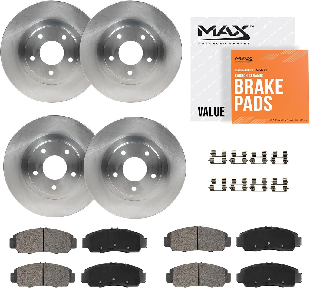 MAX Advanced Brakes - Brake Kit For 2012 Honda Civic (EX, LX), 2013-2014 Honda Civic (LX, Manual Transmission)| Carbon Ceramic Brake and Rotor Kit Front and Rear| OE Replacement Brake Rotors