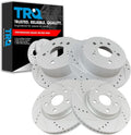TRQ Performance Front and Rear Brake Rotor Set Coated Drilled Slotted Compatible with 2013-2018 Lexus ES300h ES350 2013-2018 Toyota Avalon 2012-2017 Toyota Camry