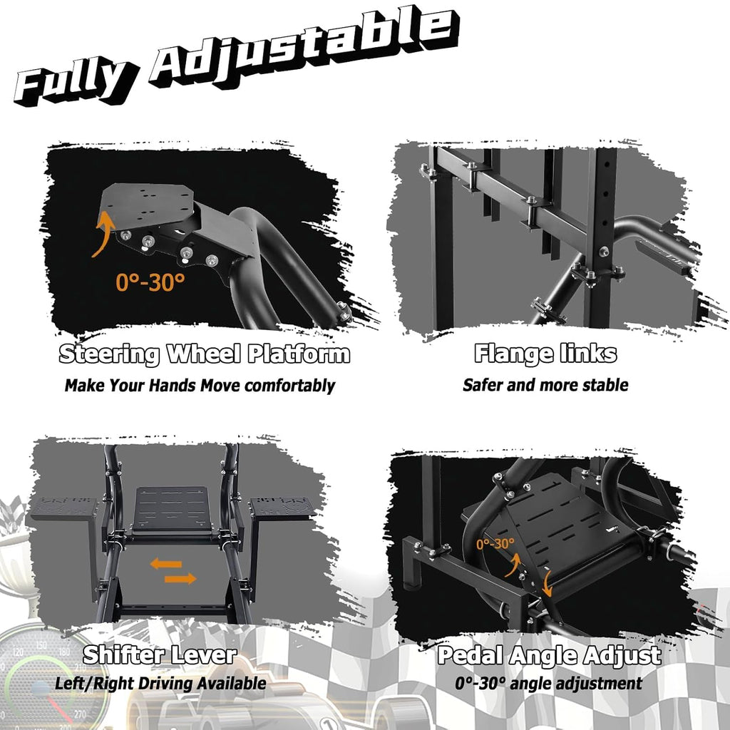 Dardoo Sim Racing Cockpit with Monitor Stand and Driving Gaming Seat Fit for Logitech G29 G920, for Thrustmaster, for Fanatec, for Xbox, for PS4, for PC, Includes only cockpit, seat and monitor stand