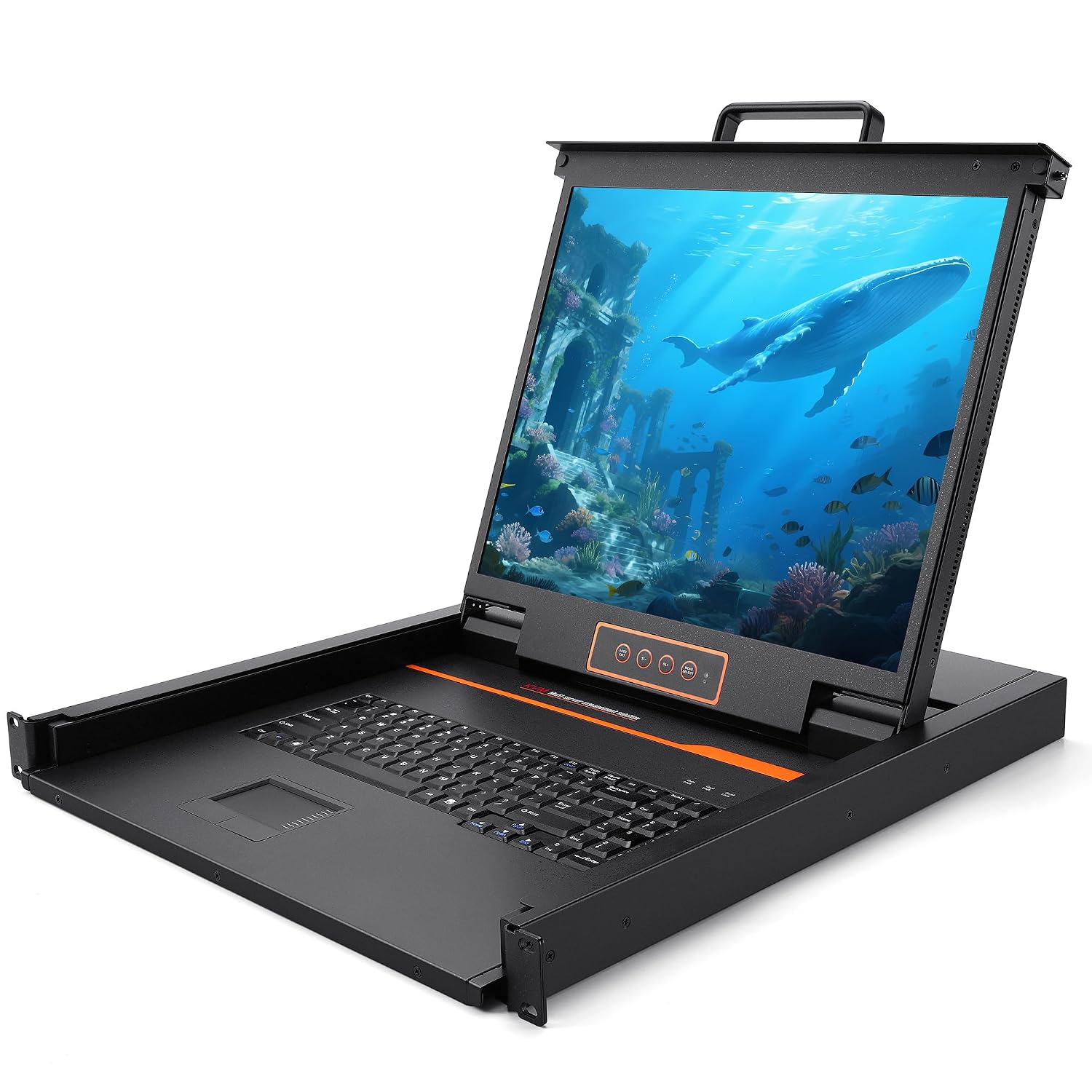 Rack Mount KVM Console, 19' Rack Mount Monitor, Single Port VGA, 1U LCD KVM Drawer with Keyboard and Touch Pad, 17.6'x19.9'x1.67' (W x D x H),1280×1024@60Hz, USB/VGA Cable Included,50,000 MTBF