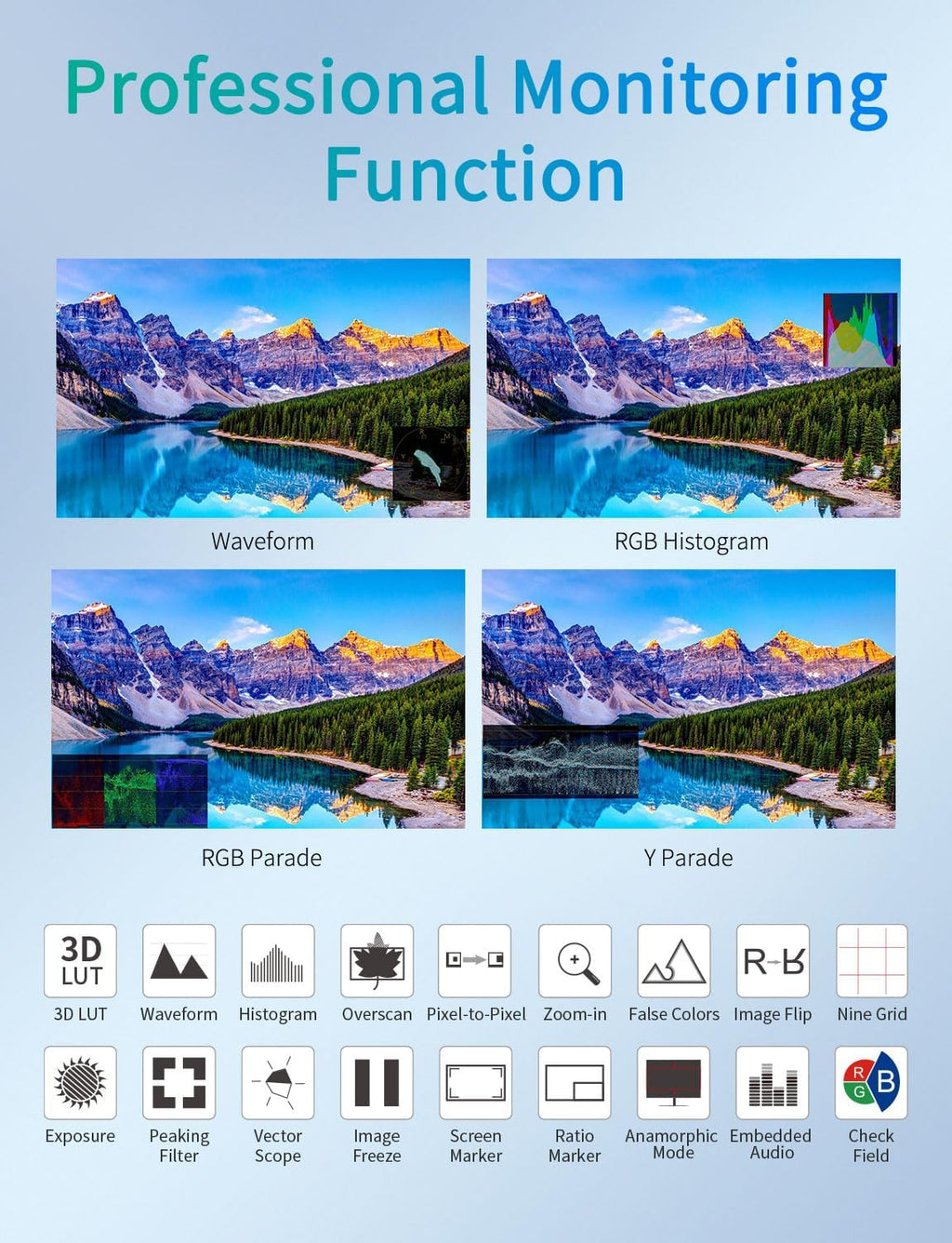 FEELWORLD T7S PRO 7 Inch 2000nit Aluminium Camera Field Video Monitor 1920x1200 IPS 4K HDMI 60 3G SDI Waveform LUT HDR with F750 4400mAh Battery and Bag