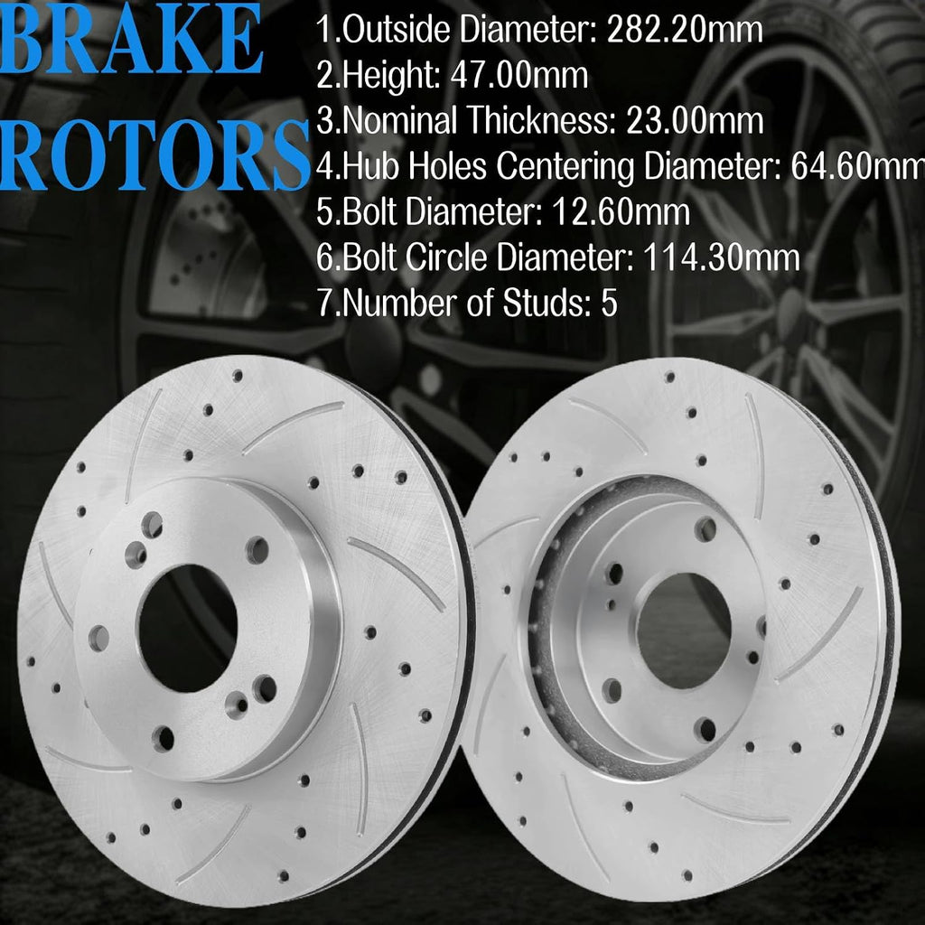 Front Rear Brake Kit Replacement for Honda Accord 2008-2017 Disc Brake Kits Compatible with Honda Accord 2008 2009 2010 2011 2012 2013 2014 2015 2016 2017