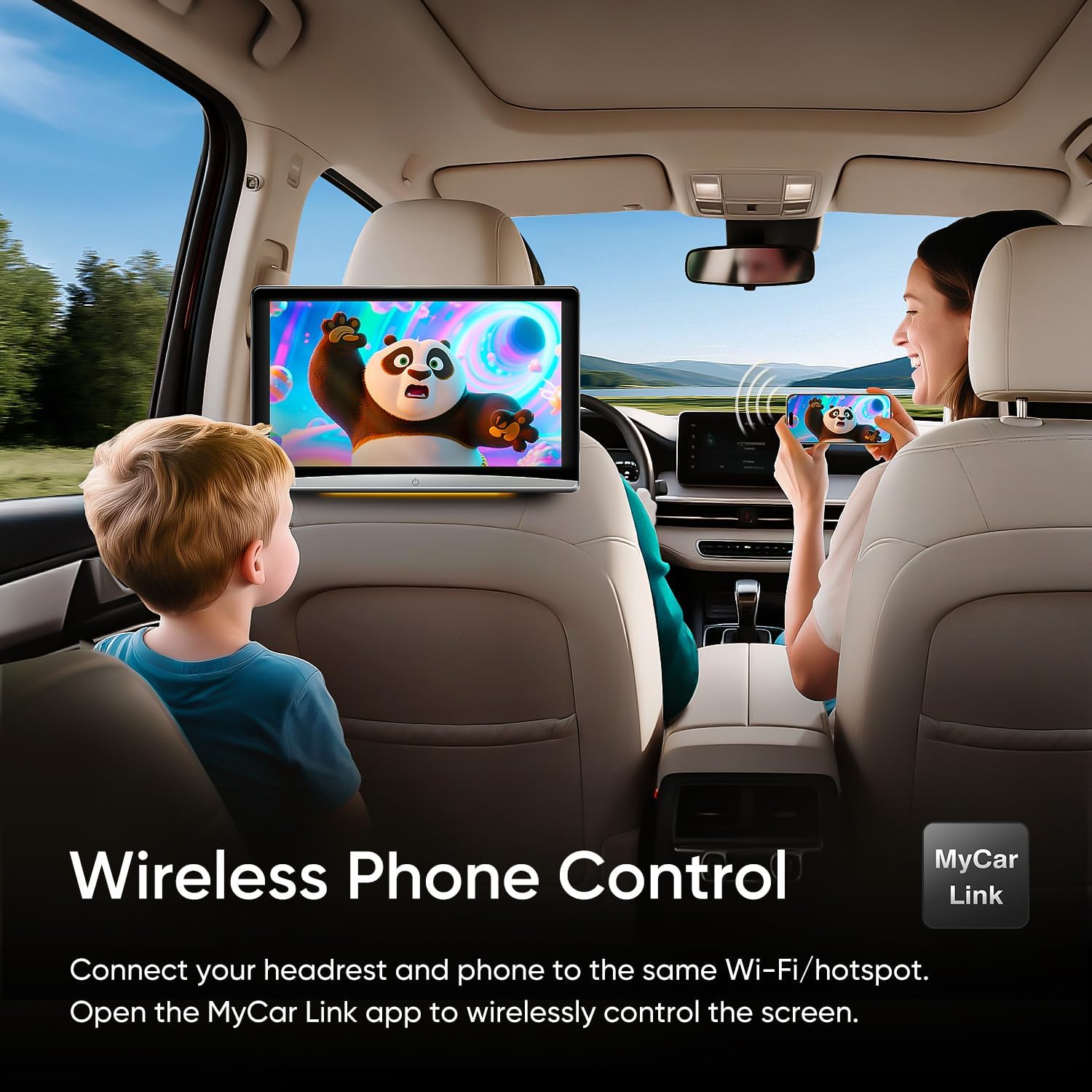 10.8inch Android Portable Car TV Headrest Monitor Tablet for Cars Back seat Support Phone Wireless mirroring Touchscreen with WiFi/Bluetooth/HDMI/USB/Video Player (CPAD-108-2)