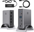 Minthouz USB-C Docking Station, PD3. 1 Docking Station, 3 Monitors with 4K@144Hz, 2×HDMI + DP, 140W PD Charge, USB-C 10Gbps, 2×USB-A 5Gbps, Gigabit Ethernet, Audio/Mic, for Chrome OS & Windows