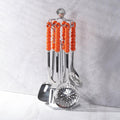 Cooking Utensils Set 7 Pcs with Hanging Shelf Stainless Steel Kitchenware Cookware Set with Ceramic Handle Include Slotted Spoon Slotted Spatula Large Spoon Soup Ladle Spatula Pasta Spoon, Orange