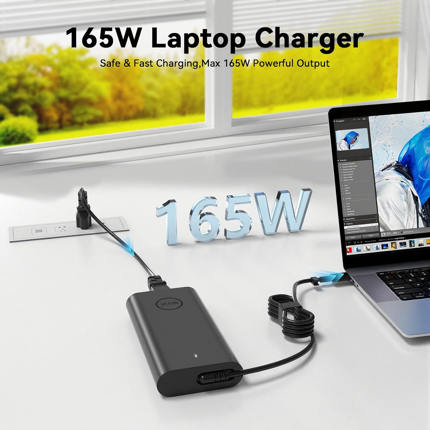 GKLSPL 165W/280W USB-C GaN AC Adapter Compatible with Dell Pro Max 16 Plus MB16250 Pro Max 18 Plus MB18250 Pro Max with GB10 FCM1253,Support PD 3.1