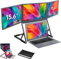 Laptop Screen Extender, 15.6' FHD 1080P 16:9 IPS Portable Foldable Triple Monitor, Laptop Monitor Extender with 360° Rotation, HDMI/USB-C Attach n Play, External Monitor for Windows Mac